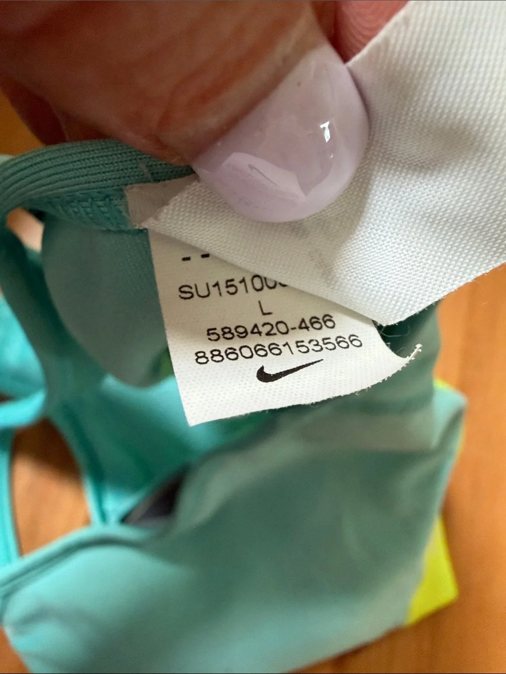 Nike Turquoise Sports Bra with Neon Yellow Band